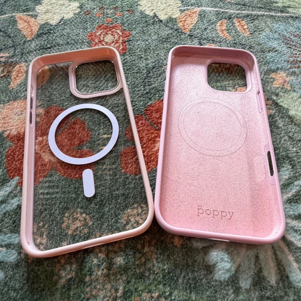 XO Poppy iPhone 16 Pro Max Case Bundle Pink‎ Silicone and Clear MagSafe 2 Pack